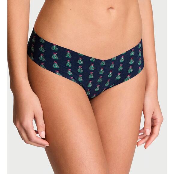 NWT! Victoria's Secret Blue Christmas Tree No-Show Thong Panty M - Picture 1 of 3